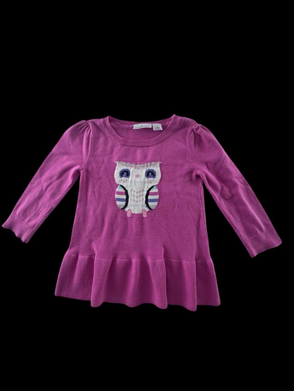 jumping beans Bright Pink Knit Top with Owl Applique